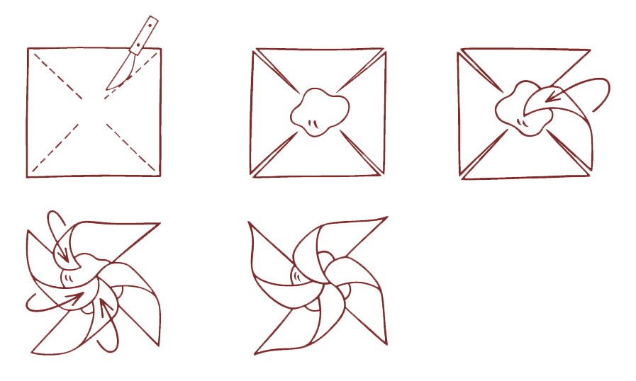 Windräder aus Croissantteig falten